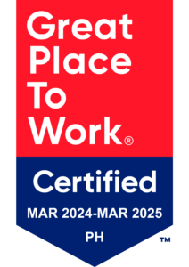 GreatBadge displaying the 'Great Place to Work Certified' logo with the text 'Certified Mar 2024 - Mar 2025 PH